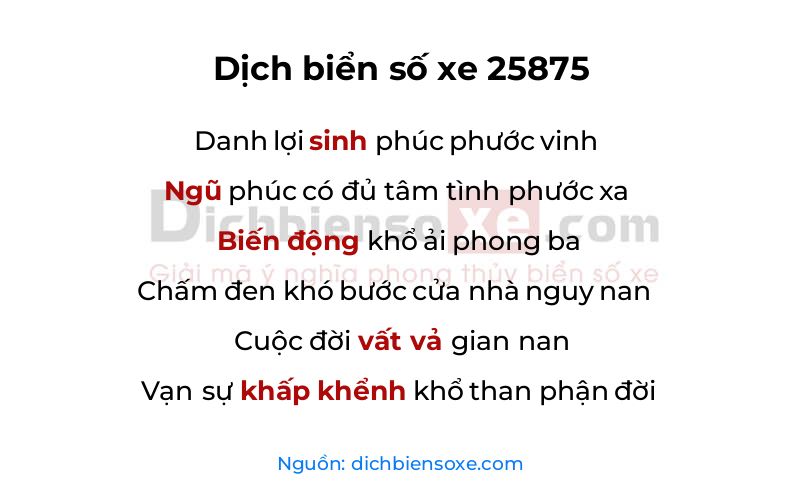Dịch thơ biển số 25875