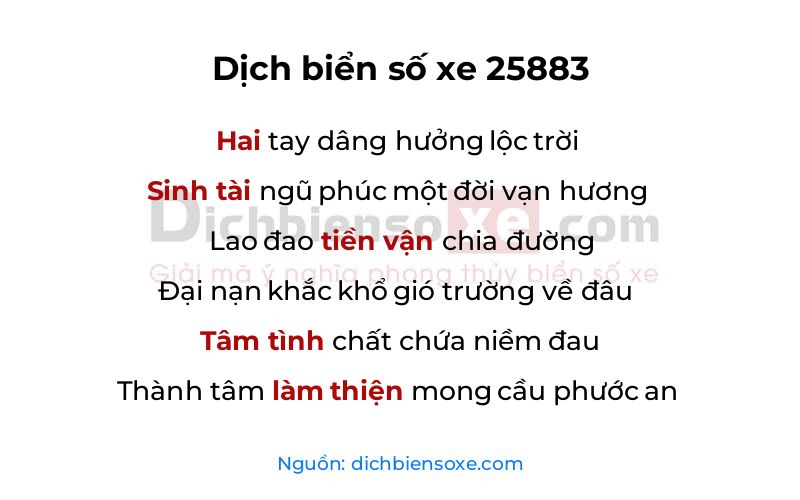 Dịch thơ biển số 25883
