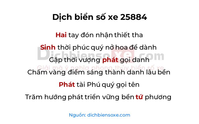 Dịch thơ biển số 25884