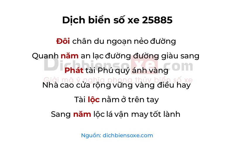 Dịch thơ biển số 25885