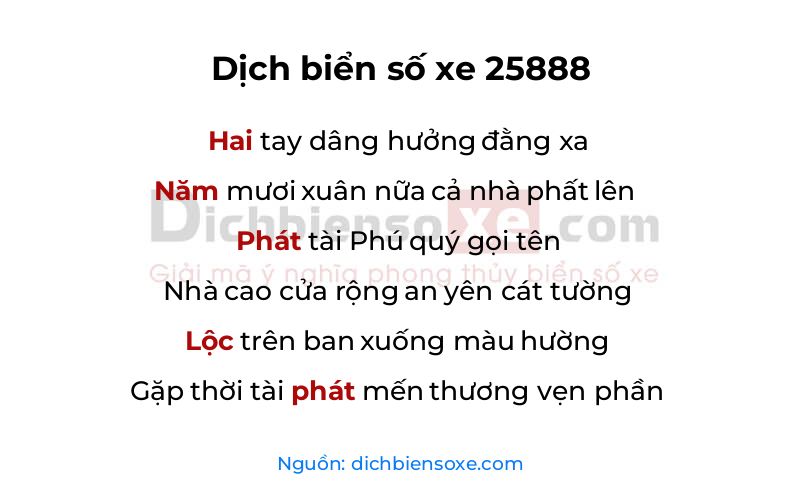 Dịch thơ biển số 25888