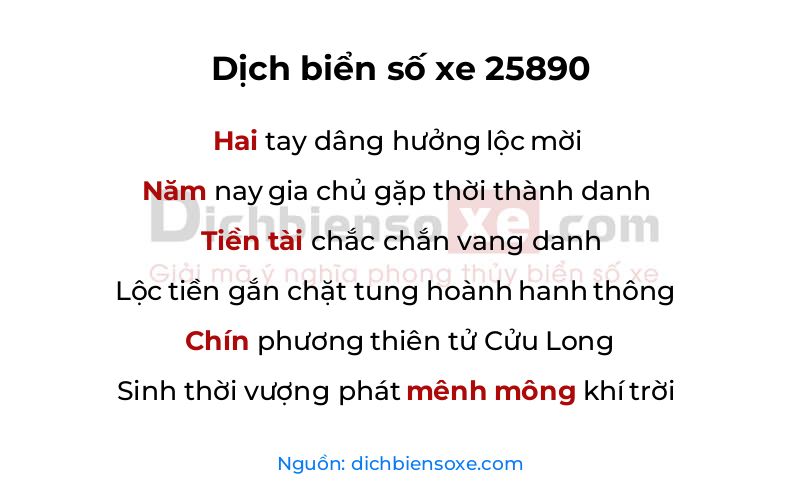 Dịch thơ biển số 25890