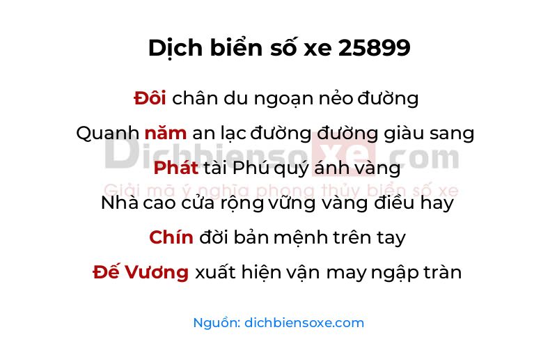 Dịch thơ biển số 25899