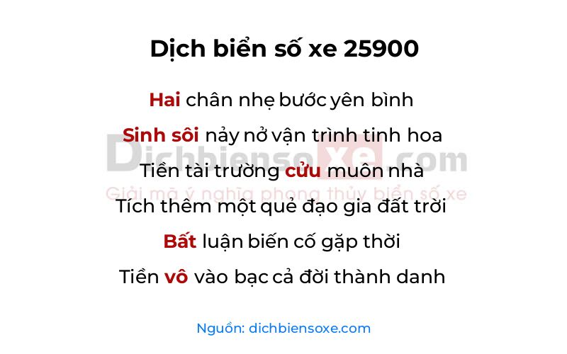Dịch thơ biển số 25900