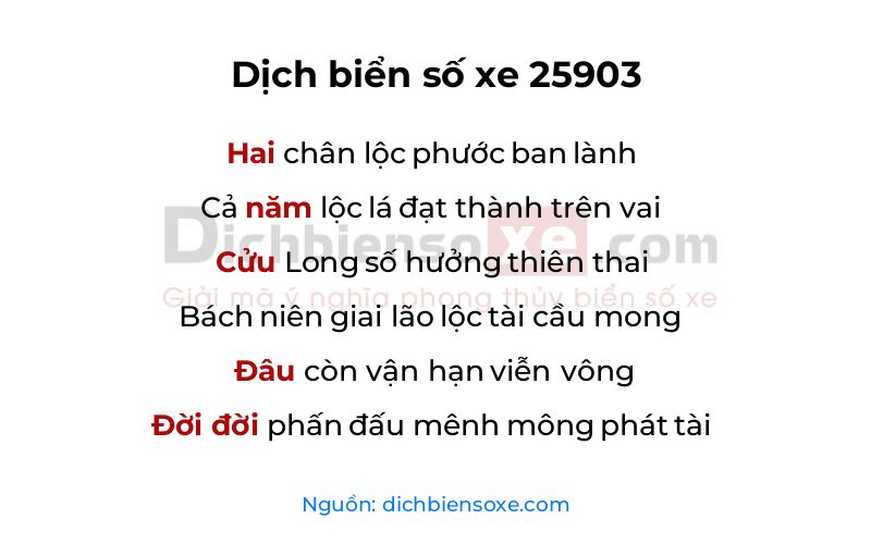 Dịch thơ biển số 25903