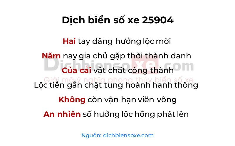 Dịch thơ biển số 25904