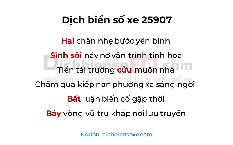 Dịch thơ biển số 25907