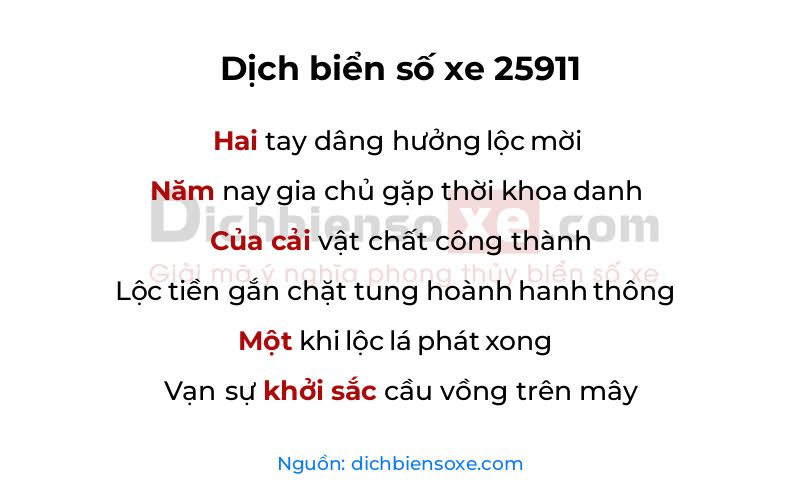 Dịch thơ biển số 25911