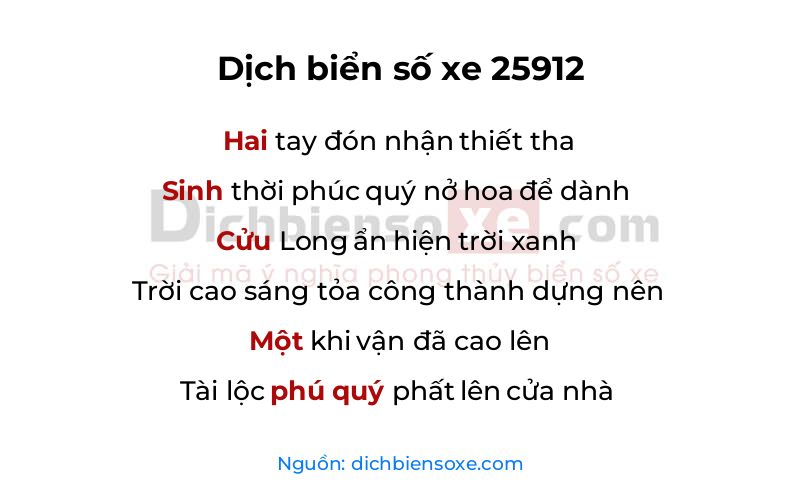 Dịch thơ biển số 25912