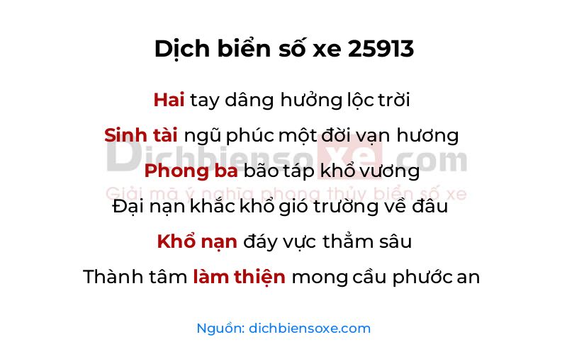 Dịch thơ biển số 25913