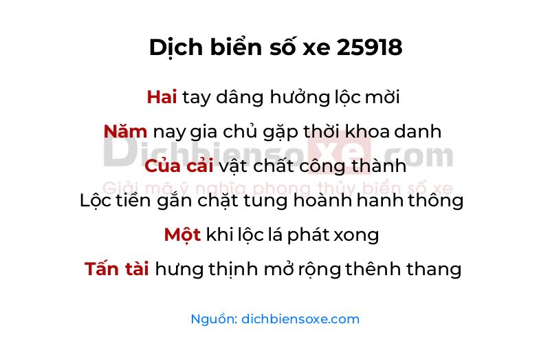 Dịch thơ biển số 25918