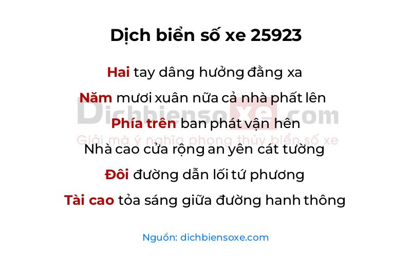 Dịch thơ biển số 25923