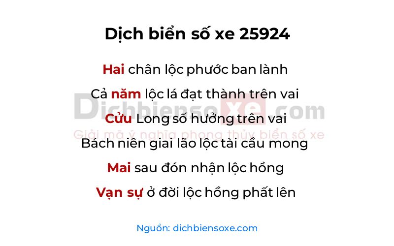 Dịch thơ biển số 25924