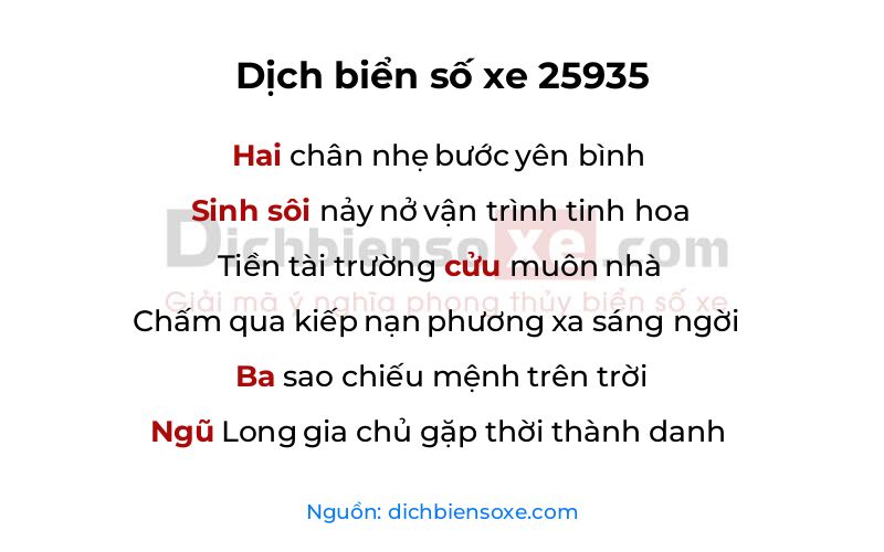 Dịch thơ biển số 25935