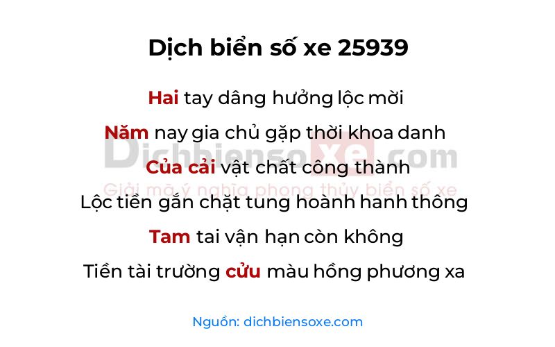 Dịch thơ biển số 25939