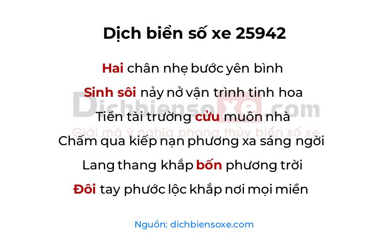 Dịch thơ biển số 25942