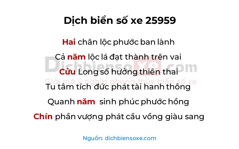 Dịch thơ biển số 25959