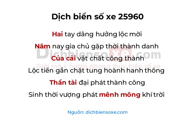 Dịch thơ biển số 25960
