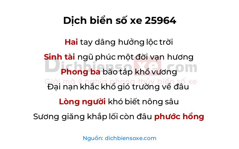 Dịch thơ biển số 25964