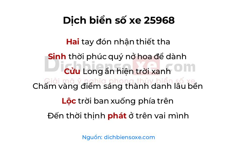 Dịch thơ biển số 25968