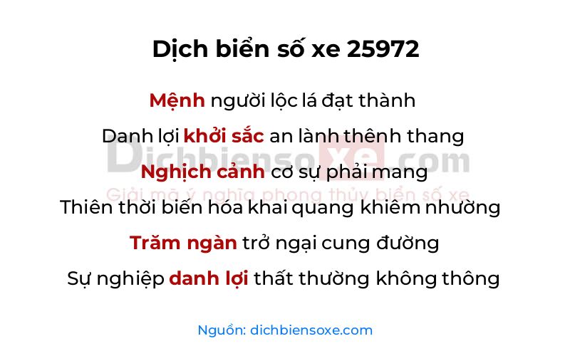 Dịch thơ biển số 25972