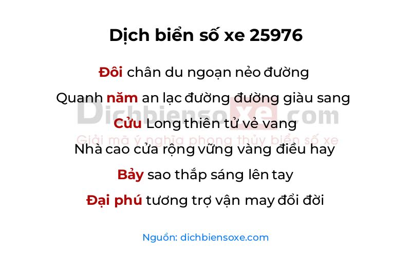 Dịch thơ biển số 25976