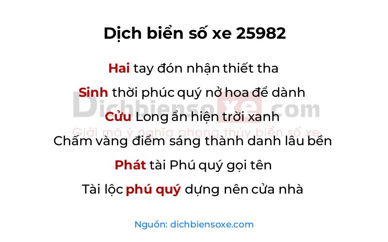 Dịch thơ biển số 25982