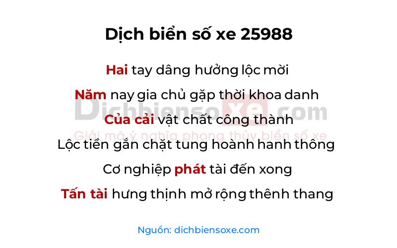 Dịch thơ biển số 25988