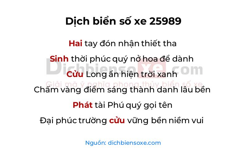 Dịch thơ biển số 25989