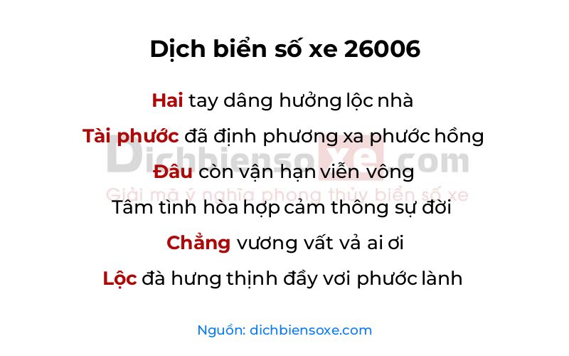 Dịch thơ biển số 26006