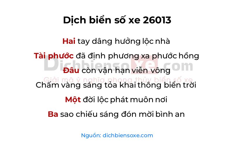 Dịch thơ biển số 26013