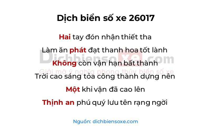 Dịch thơ biển số 26017