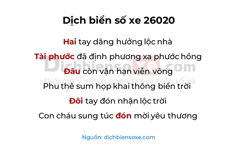 Dịch thơ biển số 26020