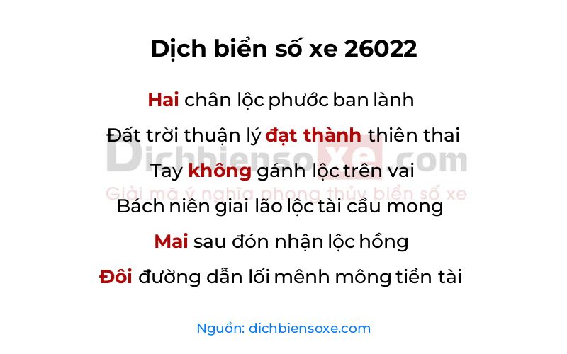 Dịch thơ biển số 26022
