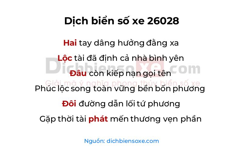 Dịch thơ biển số 26028