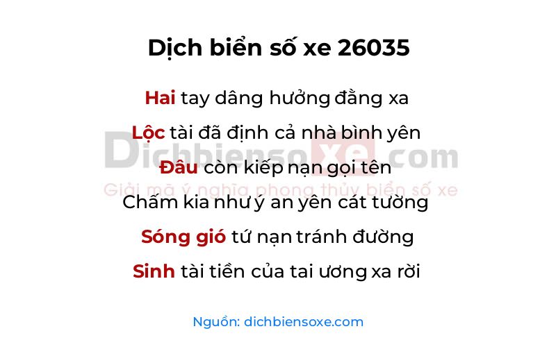 Dịch thơ biển số 26035