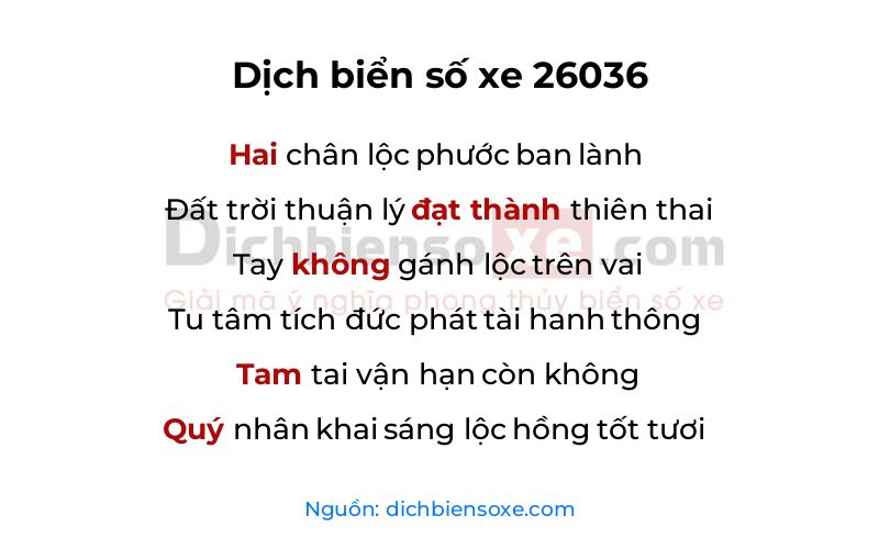 Dịch thơ biển số 26036