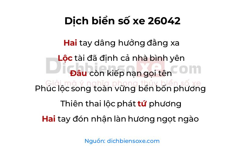 Dịch thơ biển số 26042