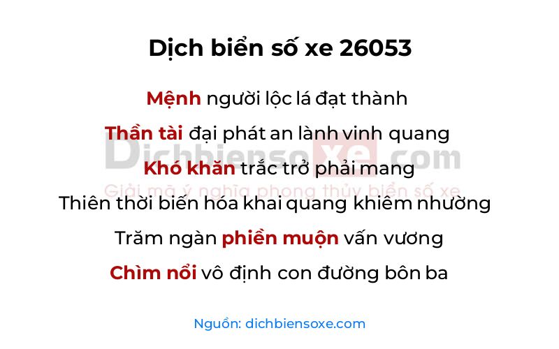 Dịch thơ biển số 26053