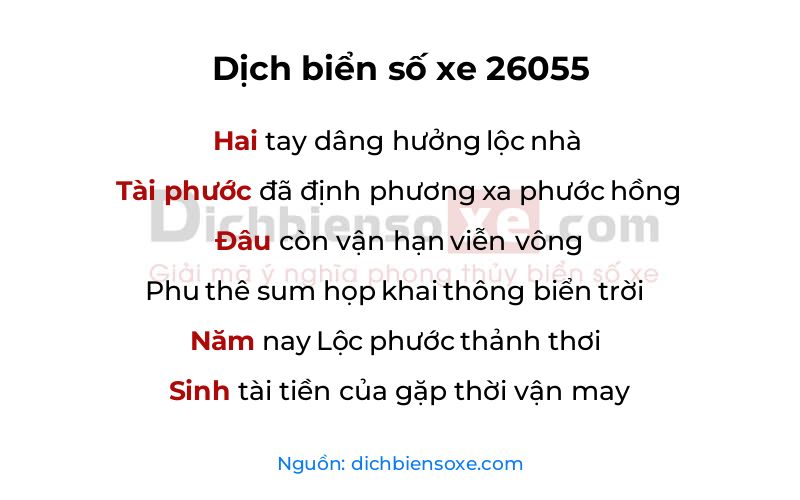 Dịch thơ biển số 26055