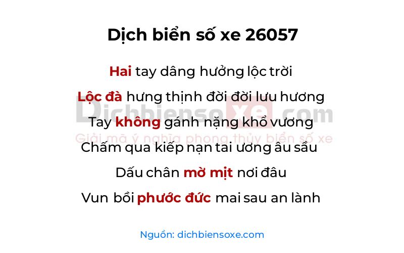 Dịch thơ biển số 26057