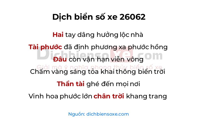 Dịch thơ biển số 26062
