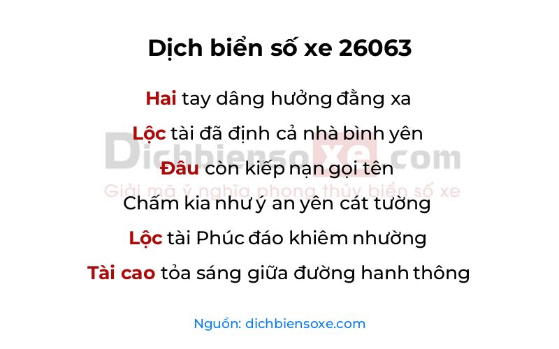 Dịch thơ biển số 26063