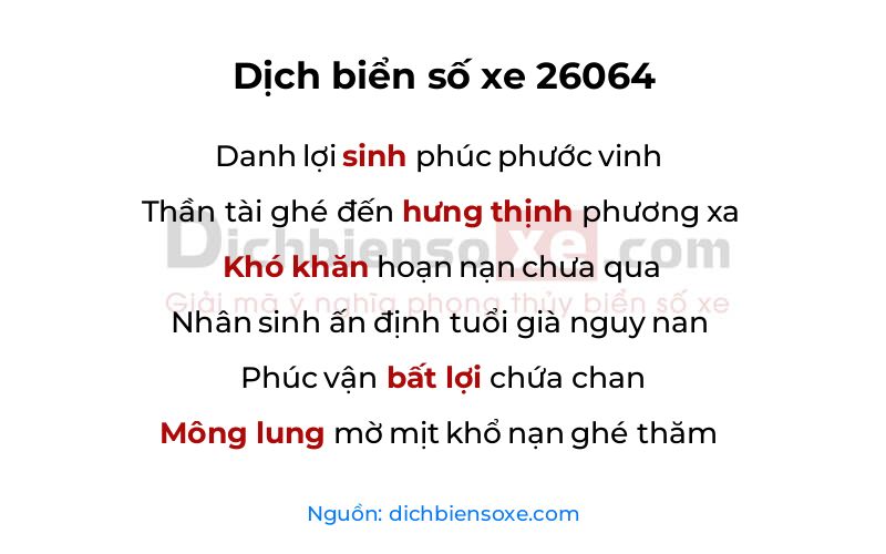 Dịch thơ biển số 26064