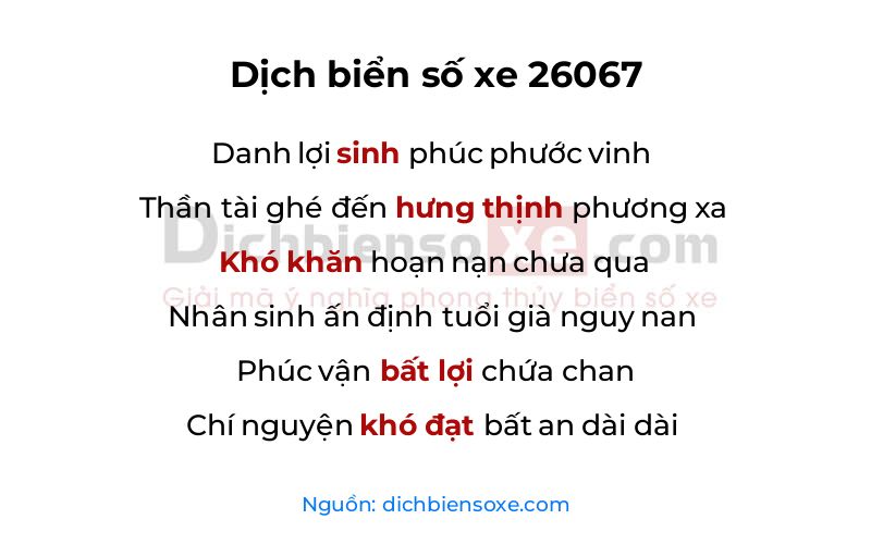 Dịch thơ biển số 26067