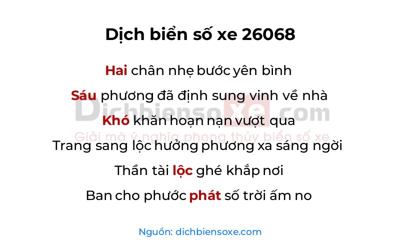 Dịch thơ biển số 26068