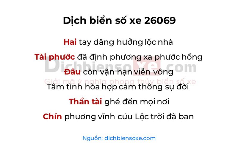Dịch thơ biển số 26069