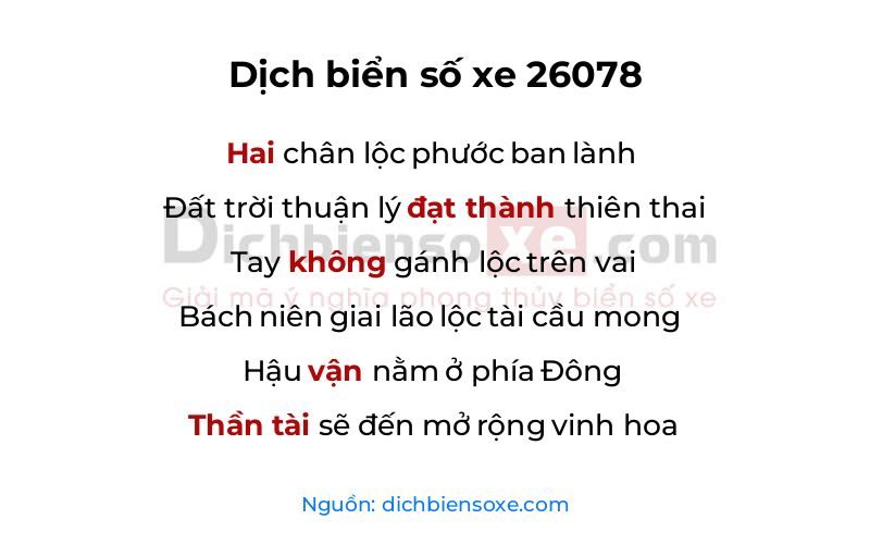 Dịch thơ biển số 26078