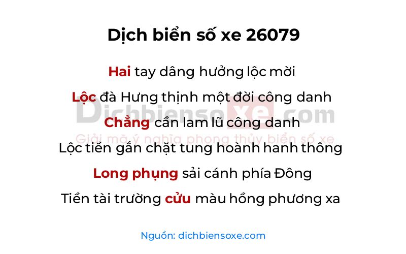 Dịch thơ biển số 26079