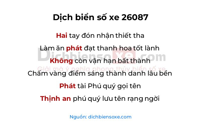 Dịch thơ biển số 26087